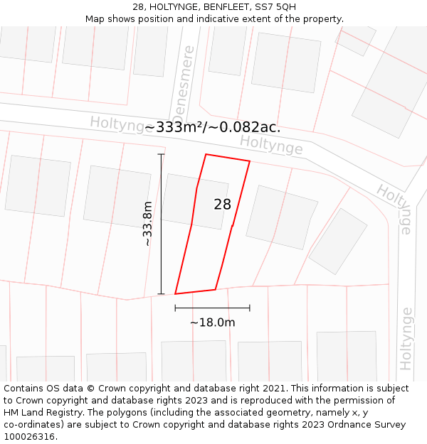 28, HOLTYNGE, BENFLEET, SS7 5QH: Plot and title map