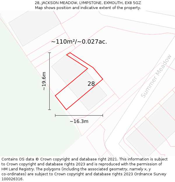 28, JACKSON MEADOW, LYMPSTONE, EXMOUTH, EX8 5GZ: Plot and title map