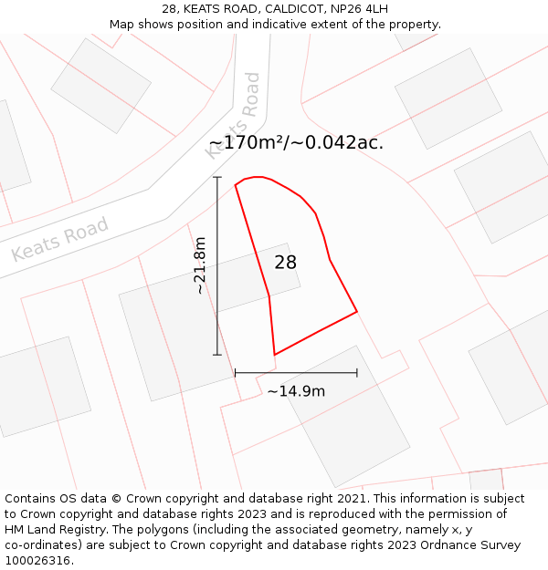 28, KEATS ROAD, CALDICOT, NP26 4LH: Plot and title map