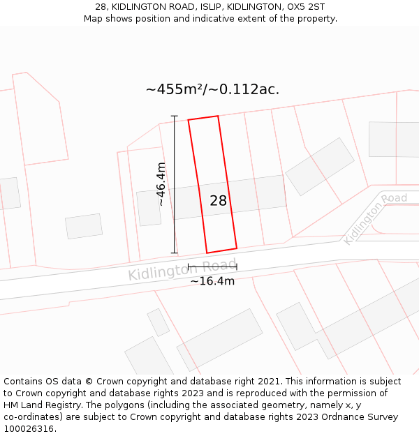 28, KIDLINGTON ROAD, ISLIP, KIDLINGTON, OX5 2ST: Plot and title map