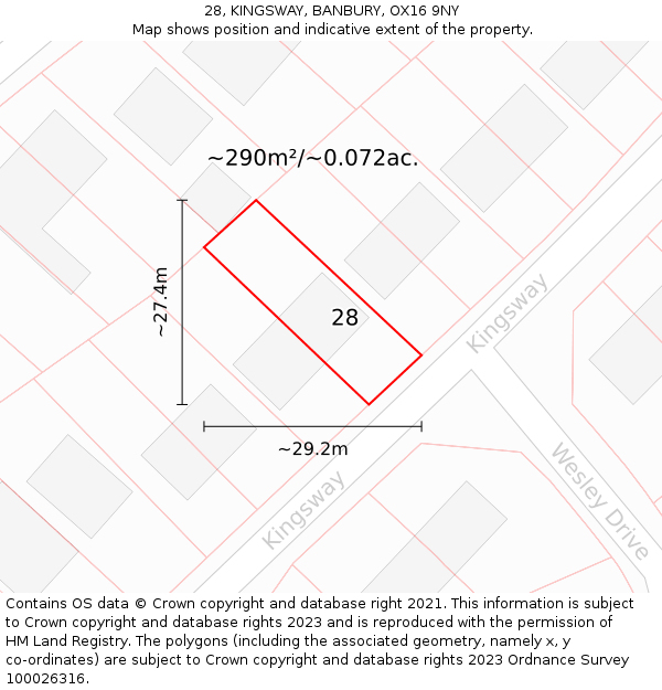 28, KINGSWAY, BANBURY, OX16 9NY: Plot and title map