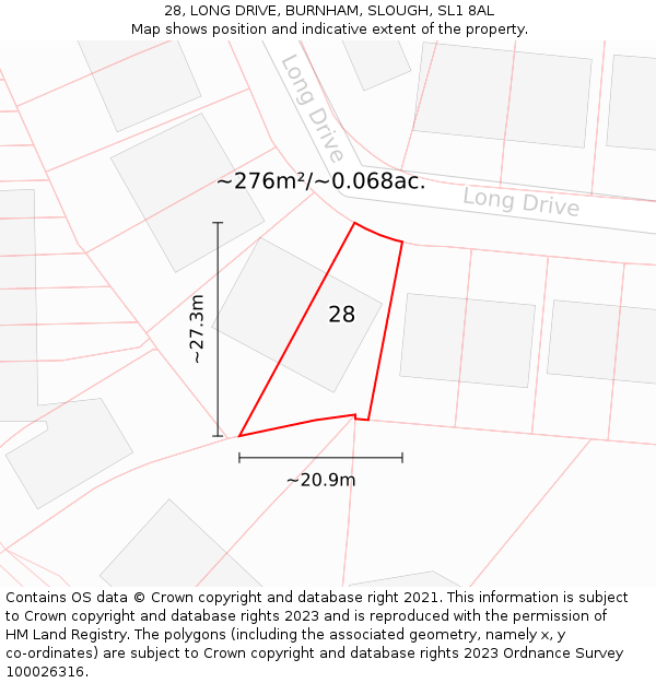 28, LONG DRIVE, BURNHAM, SLOUGH, SL1 8AL: Plot and title map