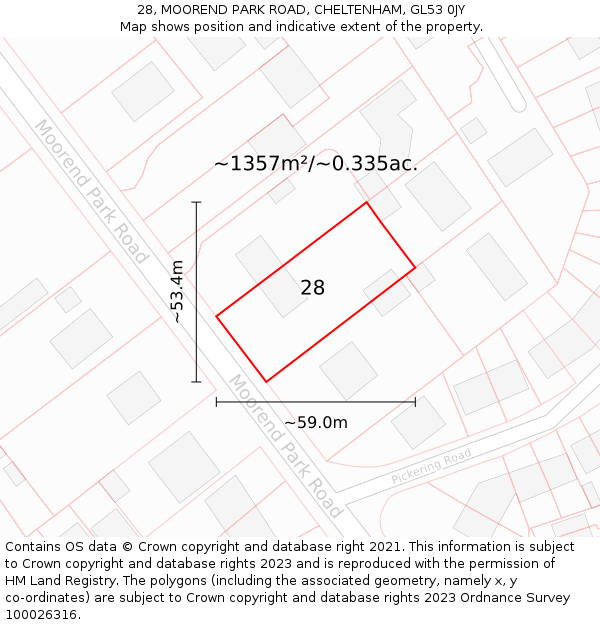 28, MOOREND PARK ROAD, CHELTENHAM, GL53 0JY: Plot and title map