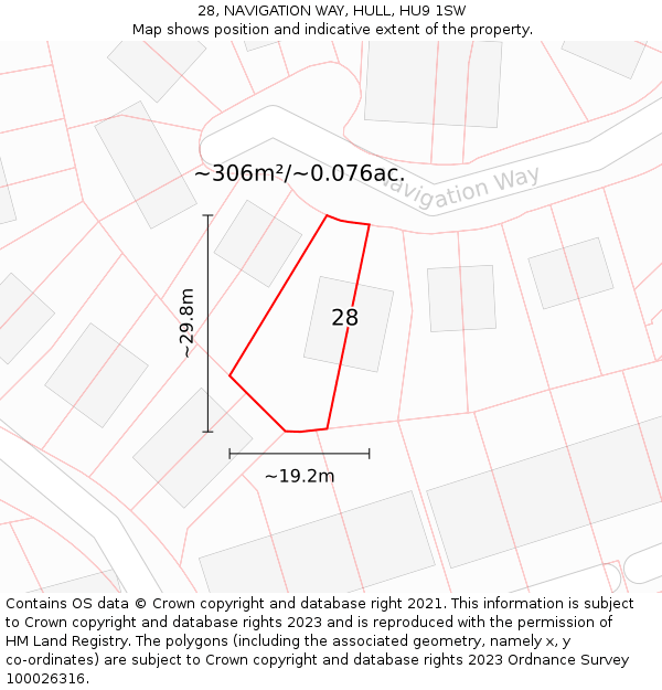 28, NAVIGATION WAY, HULL, HU9 1SW: Plot and title map