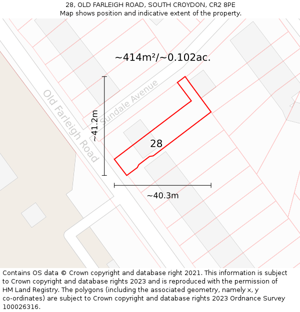 28, OLD FARLEIGH ROAD, SOUTH CROYDON, CR2 8PE: Plot and title map