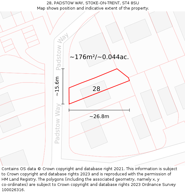 28, PADSTOW WAY, STOKE-ON-TRENT, ST4 8SU: Plot and title map