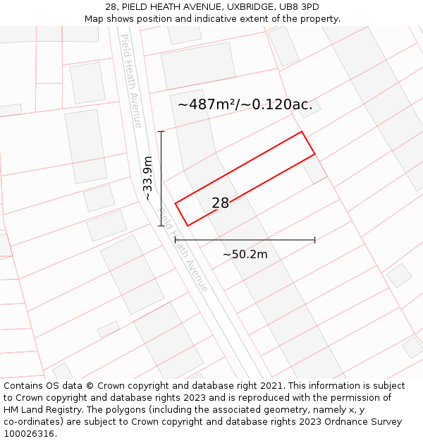 28, PIELD HEATH AVENUE, UXBRIDGE, UB8 3PD: Plot and title map