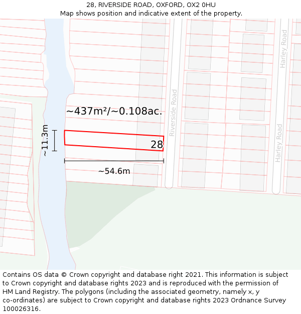 28, RIVERSIDE ROAD, OXFORD, OX2 0HU: Plot and title map