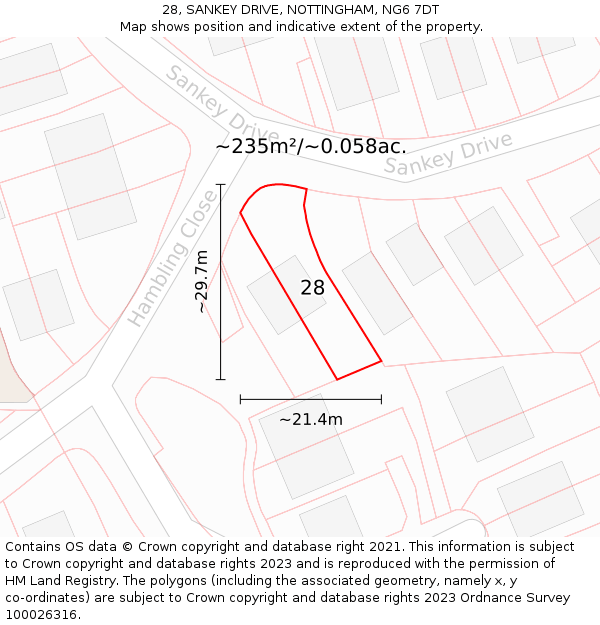 28, SANKEY DRIVE, NOTTINGHAM, NG6 7DT: Plot and title map