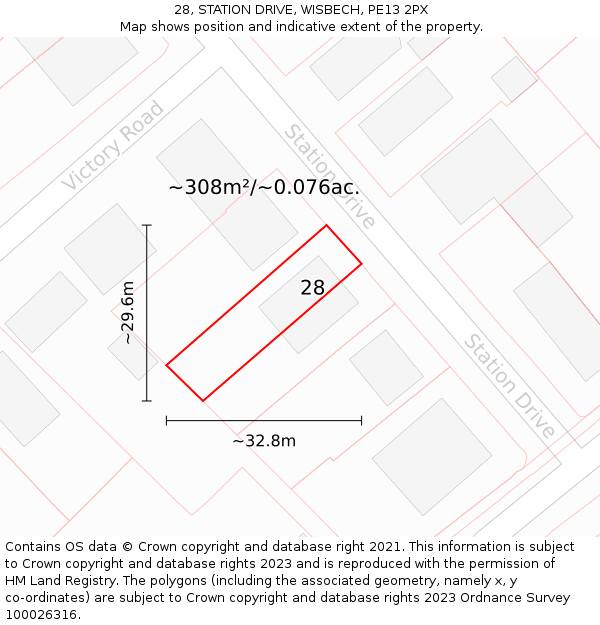 28, STATION DRIVE, WISBECH, PE13 2PX: Plot and title map