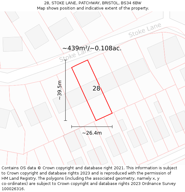 28, STOKE LANE, PATCHWAY, BRISTOL, BS34 6BW: Plot and title map