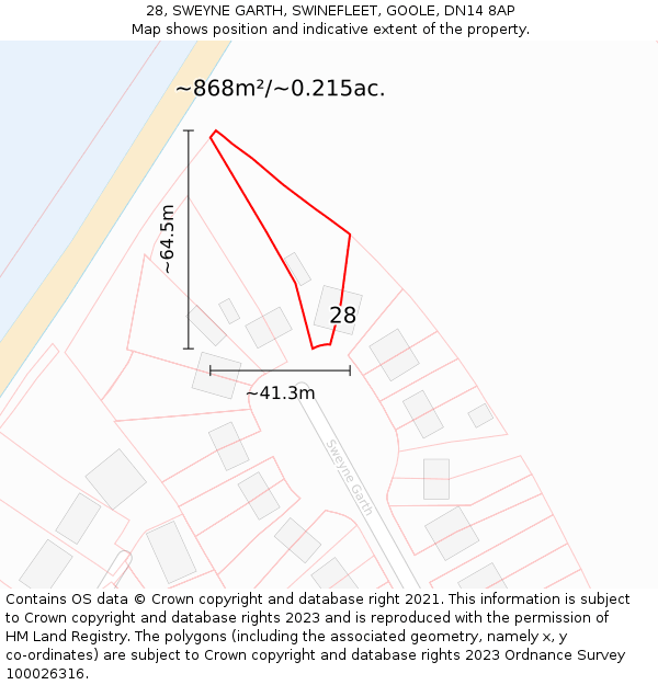 28, SWEYNE GARTH, SWINEFLEET, GOOLE, DN14 8AP: Plot and title map