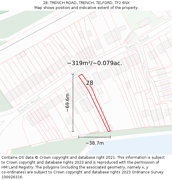 28, TRENCH ROAD, TRENCH, TELFORD, TF2 6NX: Plot and title map