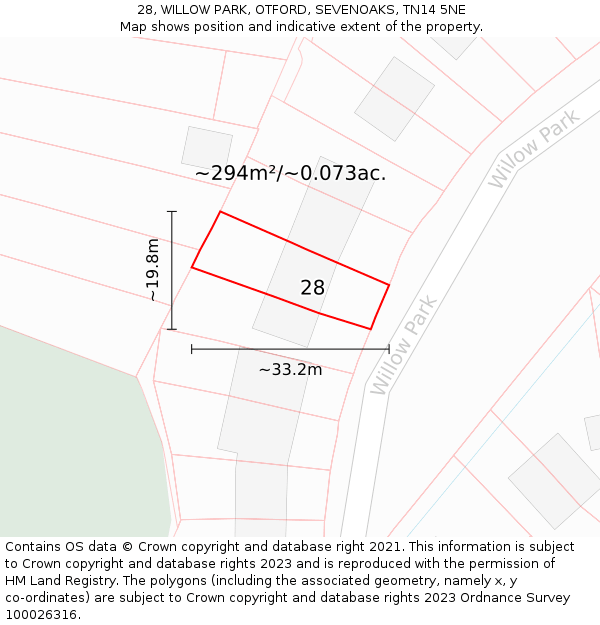 28, WILLOW PARK, OTFORD, SEVENOAKS, TN14 5NE: Plot and title map