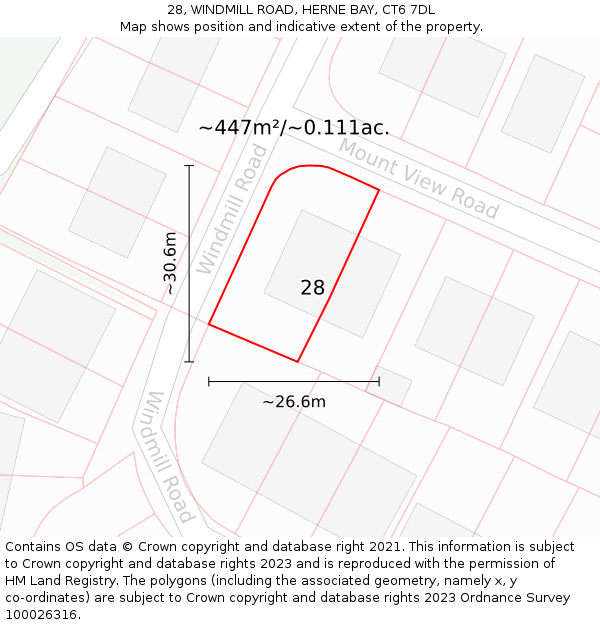 28, WINDMILL ROAD, HERNE BAY, CT6 7DL: Plot and title map