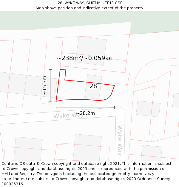 28, WYKE WAY, SHIFNAL, TF11 8SF: Plot and title map