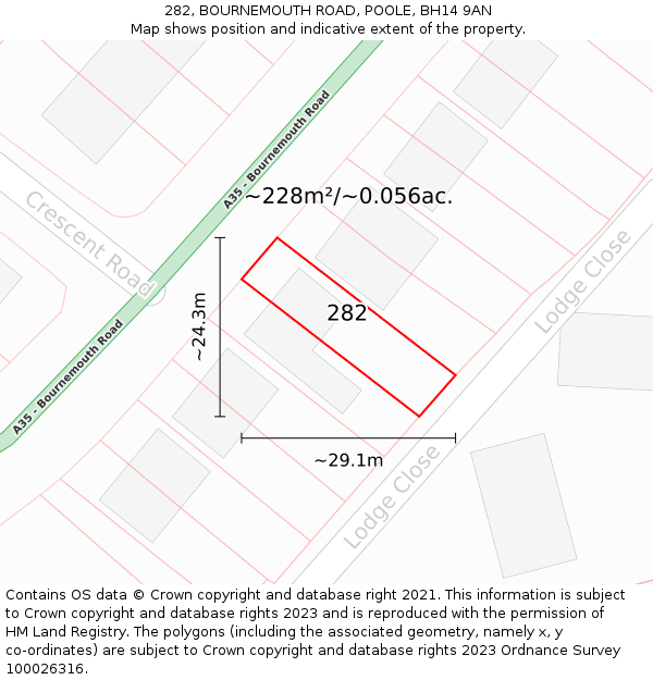 282, BOURNEMOUTH ROAD, POOLE, BH14 9AN: Plot and title map