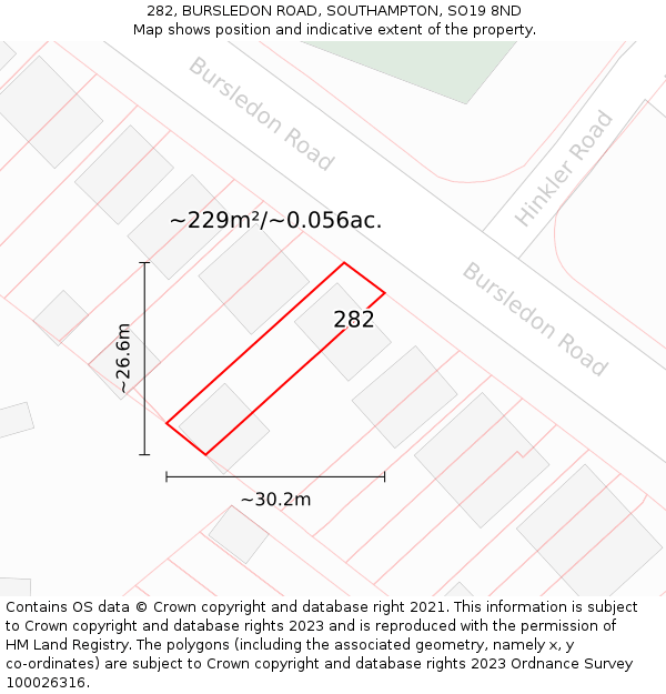 282, BURSLEDON ROAD, SOUTHAMPTON, SO19 8ND: Plot and title map