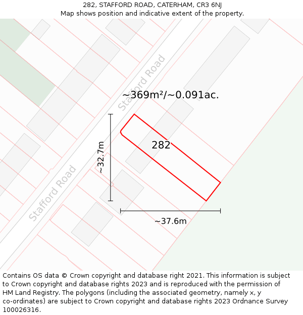 282, STAFFORD ROAD, CATERHAM, CR3 6NJ: Plot and title map