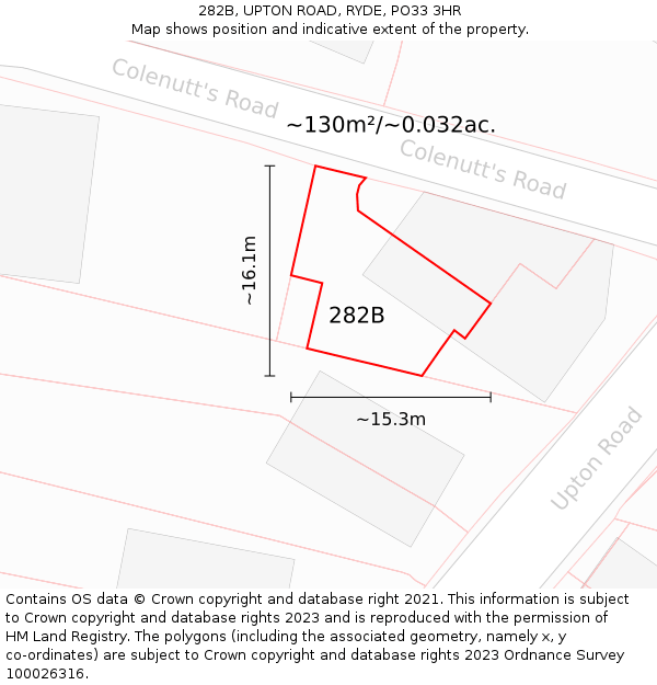 282B, UPTON ROAD, RYDE, PO33 3HR: Plot and title map