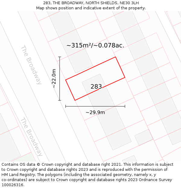 283, THE BROADWAY, NORTH SHIELDS, NE30 3LH: Plot and title map