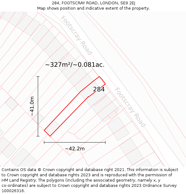 284, FOOTSCRAY ROAD, LONDON, SE9 2EJ: Plot and title map