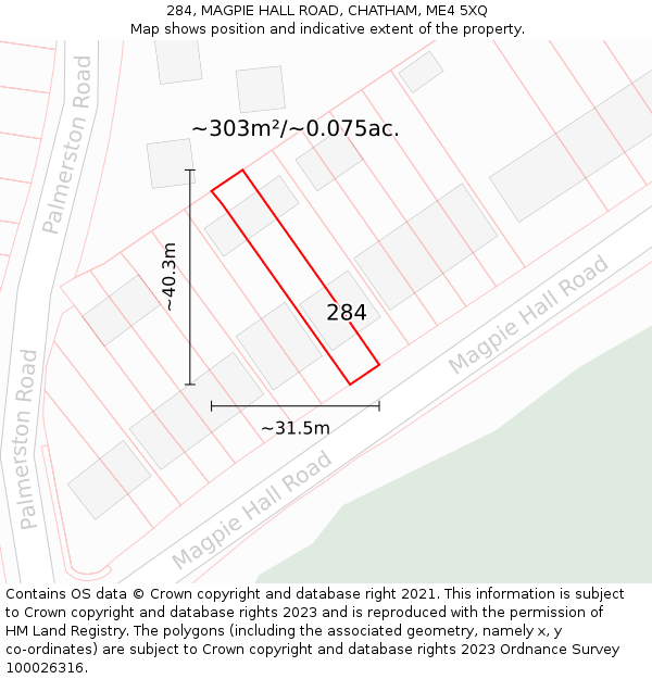 284, MAGPIE HALL ROAD, CHATHAM, ME4 5XQ: Plot and title map