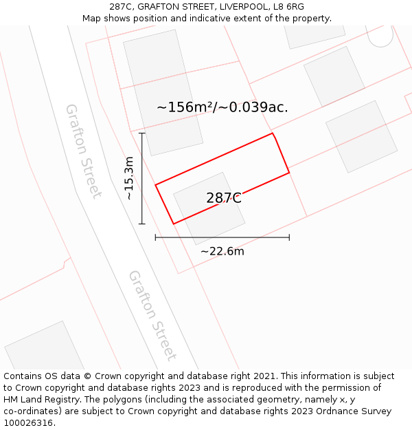 287C, GRAFTON STREET, LIVERPOOL, L8 6RG: Plot and title map