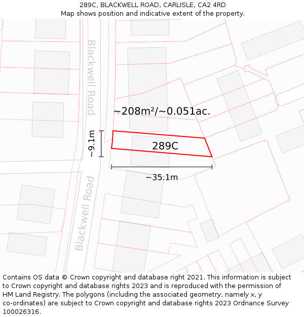 289C, BLACKWELL ROAD, CARLISLE, CA2 4RD: Plot and title map
