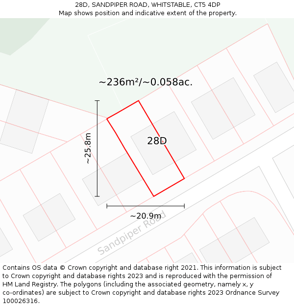 28D, SANDPIPER ROAD, WHITSTABLE, CT5 4DP: Plot and title map