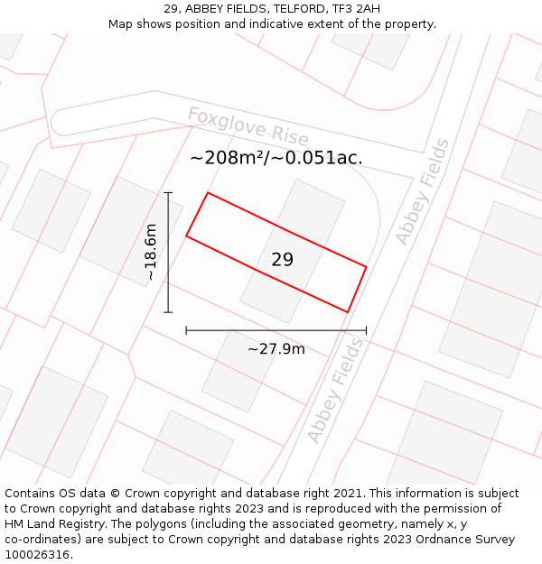 29, ABBEY FIELDS, TELFORD, TF3 2AH: Plot and title map