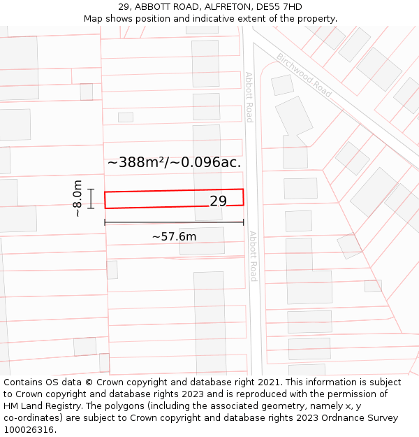 29, ABBOTT ROAD, ALFRETON, DE55 7HD: Plot and title map