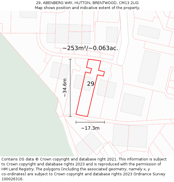 29, ABENBERG WAY, HUTTON, BRENTWOOD, CM13 2UG: Plot and title map