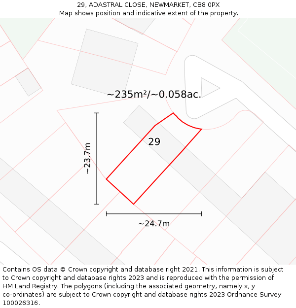 29, ADASTRAL CLOSE, NEWMARKET, CB8 0PX: Plot and title map