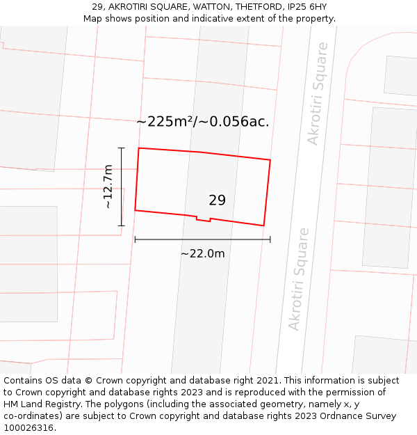 29, AKROTIRI SQUARE, WATTON, THETFORD, IP25 6HY: Plot and title map