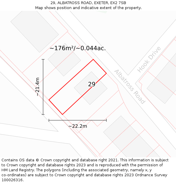 29, ALBATROSS ROAD, EXETER, EX2 7SB: Plot and title map