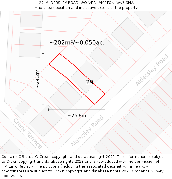 29, ALDERSLEY ROAD, WOLVERHAMPTON, WV6 9NA: Plot and title map