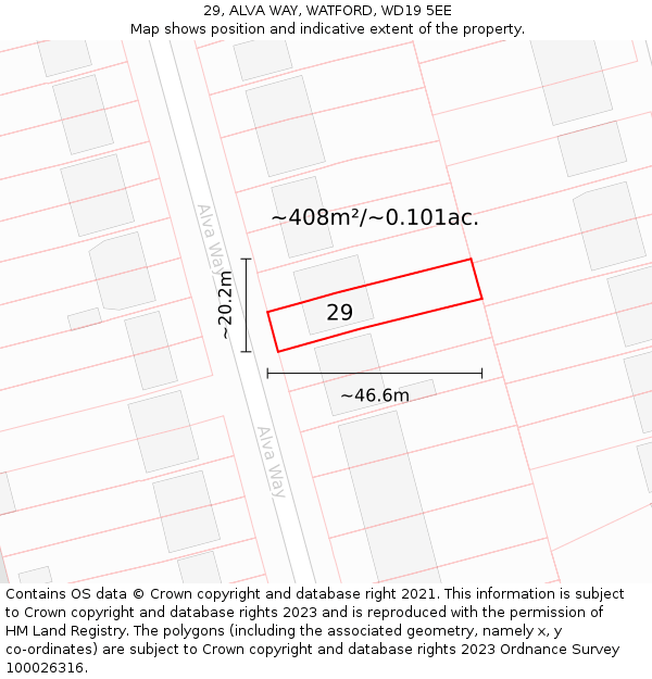 29, ALVA WAY, WATFORD, WD19 5EE: Plot and title map