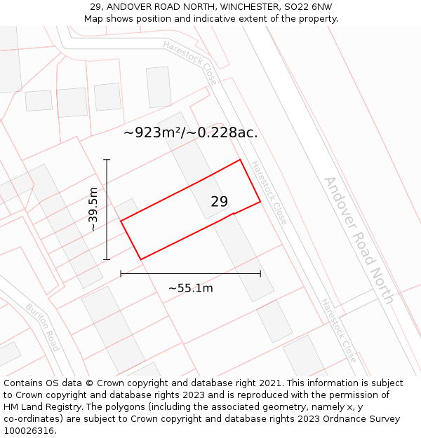 29, ANDOVER ROAD NORTH, WINCHESTER, SO22 6NW: Plot and title map