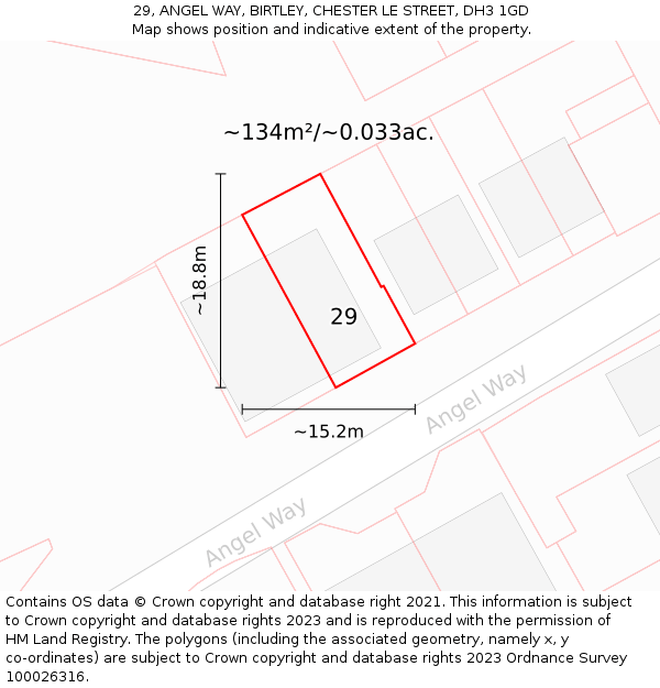 29, ANGEL WAY, BIRTLEY, CHESTER LE STREET, DH3 1GD: Plot and title map