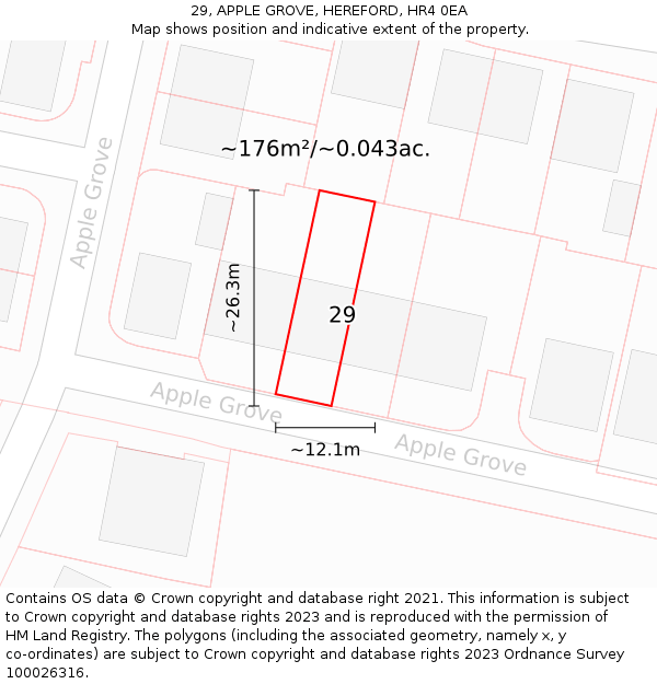 29, APPLE GROVE, HEREFORD, HR4 0EA: Plot and title map