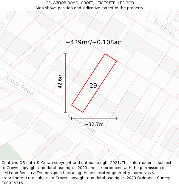 29, ARBOR ROAD, CROFT, LEICESTER, LE9 3GB: Plot and title map