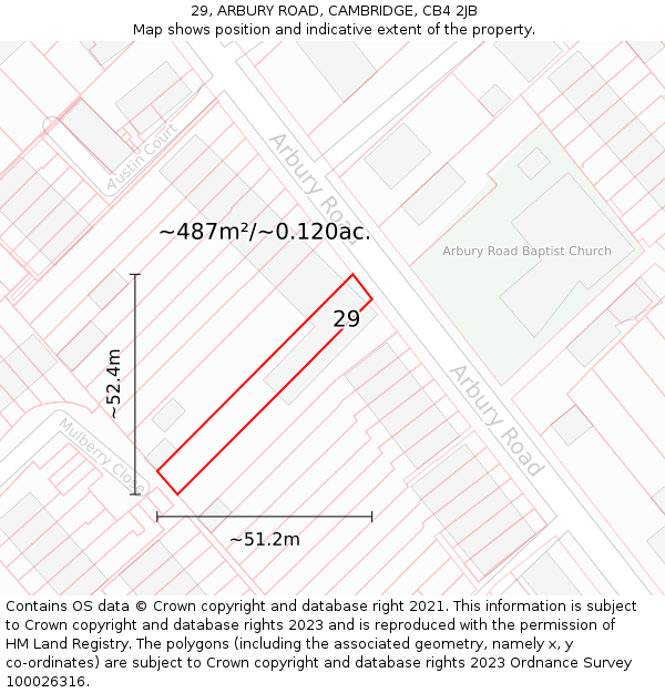 29, ARBURY ROAD, CAMBRIDGE, CB4 2JB: Plot and title map