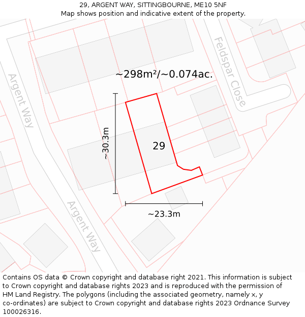 29, ARGENT WAY, SITTINGBOURNE, ME10 5NF: Plot and title map