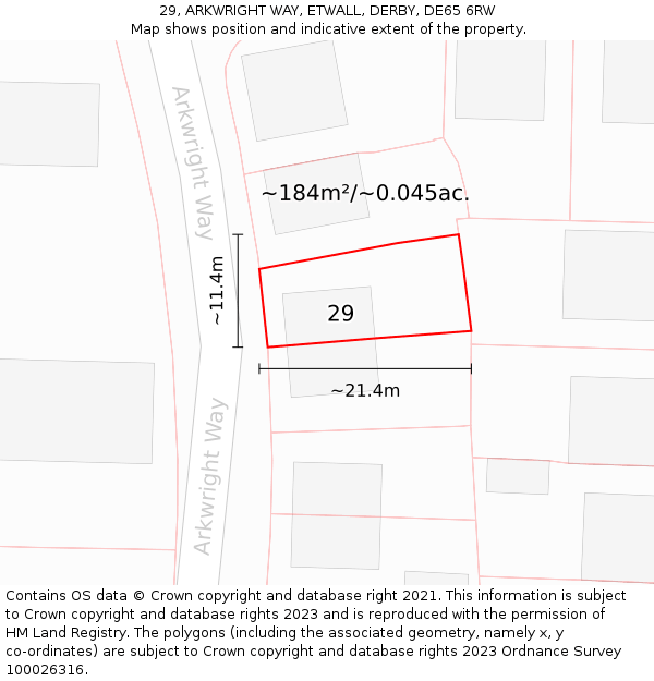 29, ARKWRIGHT WAY, ETWALL, DERBY, DE65 6RW: Plot and title map