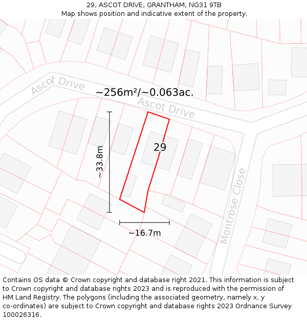 29, ASCOT DRIVE, GRANTHAM, NG31 9TB: Plot and title map