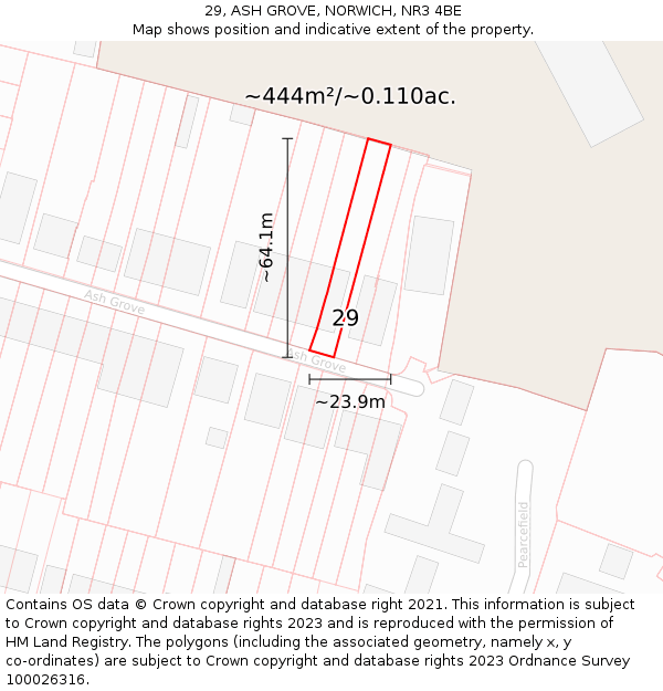 29, ASH GROVE, NORWICH, NR3 4BE: Plot and title map
