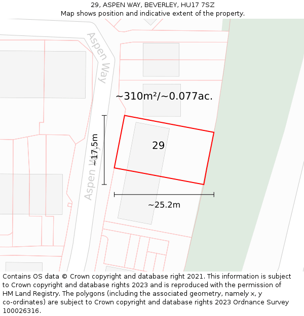 29, ASPEN WAY, BEVERLEY, HU17 7SZ: Plot and title map