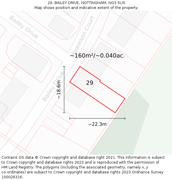 29, BAILEY DRIVE, NOTTINGHAM, NG3 5US: Plot and title map