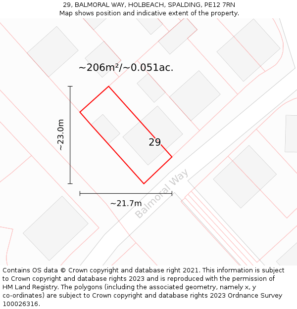 29, BALMORAL WAY, HOLBEACH, SPALDING, PE12 7RN: Plot and title map